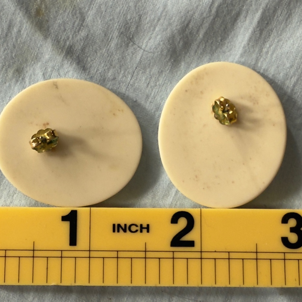 Vintage earrings oval hand painted Women’s floral jewelry for pierced ears | je6 - Picture 4 of 4